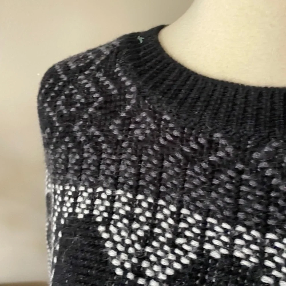 J. Crew Mixed-Stitch Blanket Sweater Black White